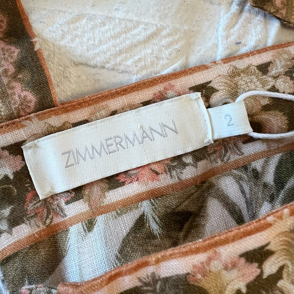 Zimmermann Cream and Pink Sleeveless Maxi Sundress - Picture 7 of 8